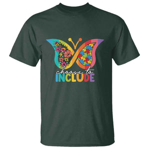 Autism Acceptance T Shirt Choose To Include Spectrum Neurodiversity Floral Butterfly TS02 Dark Forest Green Printyourwear