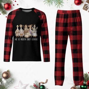Funny Christian Easter He Is Risen Silly Goose Plaid Pajama Set Cute Faith-Based Geese Parody Gift with Jesus TS02 Buffalo Plaid Print Your Wear