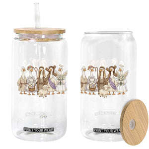 Funny Christian Easter He Is Risen Silly Goose Glass Can Cute Faith-Based Geese Parody Gift with Jesus TS02 Print Your Wear