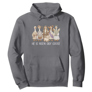 Funny Christian Easter He Is Risen Silly Goose Hoodie Cute Faith-Based Geese Parody Gift with Jesus TS02 Charcoal Print Your Wear
