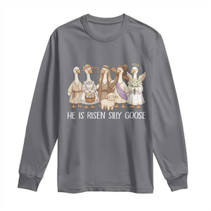Funny Christian Easter He Is Risen Silly Goose Long Sleeve Shirt Cute Faith-Based Geese Parody Gift with Jesus TS02 Charcoal Print Your Wear