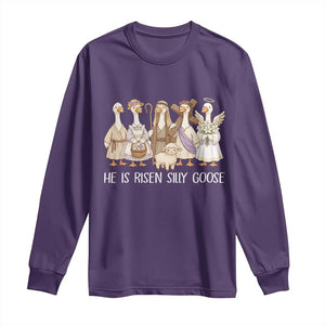 Funny Christian Easter He Is Risen Silly Goose Long Sleeve Shirt Cute Faith-Based Geese Parody Gift with Jesus TS02 Purple Print Your Wear
