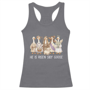 Funny Christian Easter He Is Risen Silly Goose Racerback Tank Top Cute Faith-Based Geese Parody Gift with Jesus TS02 Charcoal Print Your Wear