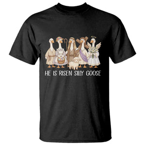 Funny Christian Easter He Is Risen Silly Goose T Shirt Cute Faith-Based Geese Parody Gift with Jesus TS02 Black Print Your Wear