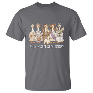 Funny Christian Easter He Is Risen Silly Goose T Shirt Cute Faith-Based Geese Parody Gift with Jesus TS02 Charcoal Print Your Wear