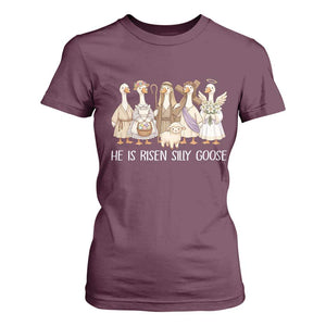 Funny Christian Easter He Is Risen Silly Goose T Shirt For Women Cute Faith-Based Geese Parody Gift with Jesus TS02 Maroon Print Your Wear
