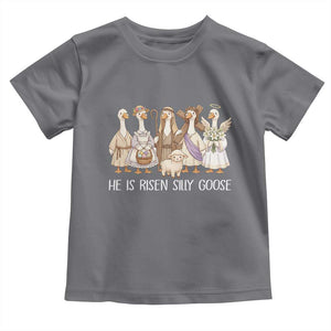 Funny Christian Easter He Is Risen Silly Goose Toddler T Shirt Cute Faith-Based Geese Parody Gift with Jesus TS02 Charcoal Print Your Wear