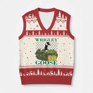 Funny Wrigley Goose V-Neck Knit Sweater Vest Section 538 Chicago TS02 Beige Red Print Your Wear