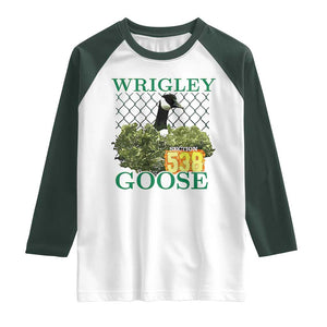 Funny Wrigley Goose Raglan Shirt Section 538 Chicago TS02 White Dark Forest Green Print Your Wear