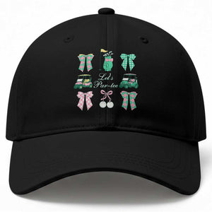 Lets Par-tee Coquette Golf Bows Baseball Cap Preppy Pink and Green Golf Cart n Bag Golfing Lover Club TS02 Print Your Wear