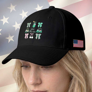 Lets Par-tee Coquette Golf Bows Baseball Cap Preppy Pink and Green Golf Cart n Bag Golfing Lover Club TS02 Print Your Wear