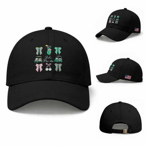 Lets Par-tee Coquette Golf Bows Baseball Cap Preppy Pink and Green Golf Cart n Bag Golfing Lover Club TS02 Baseball Cap Universal Fit Black Print Your Wear