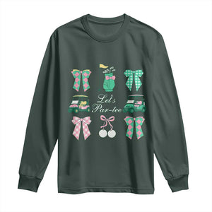 Lets Par-tee Coquette Golf Bows Long Sleeve Shirt Preppy Pink and Green Golf Cart n Bag Golfing Lover Club TS02 Dark Forest Green Print Your Wear