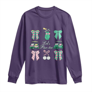 Lets Par-tee Coquette Golf Bows Long Sleeve Shirt Preppy Pink and Green Golf Cart n Bag Golfing Lover Club TS02 Purple Print Your Wear
