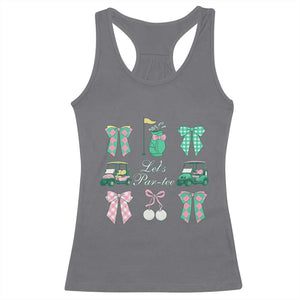 Lets Par-tee Coquette Golf Bows Racerback Tank Top Preppy Pink and Green Golf Cart n Bag Golfing Lover Club TS02 Charcoal Print Your Wear
