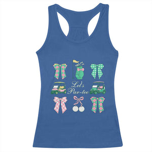 Lets Par-tee Coquette Golf Bows Racerback Tank Top Preppy Pink and Green Golf Cart n Bag Golfing Lover Club TS02 Royal Blue Print Your Wear