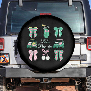 Lets Par-tee Coquette Golf Bows Spare Tire Cover Preppy Pink and Green Golf Cart n Bag Golfing Lover Club TS02 No hole Black Print Your Wear