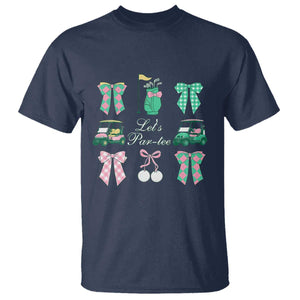 Lets Par-tee Coquette Golf Bows T Shirt Preppy Pink and Green Golf Cart n Bag Golfing Lover Club TS02 Navy Print Your Wear