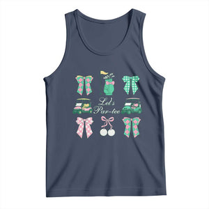 Lets Par-tee Coquette Golf Bows Tank Top Preppy Pink and Green Golf Cart n Bag Golfing Lover Club TS02 Navy Print Your Wear