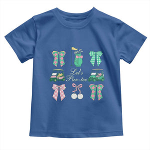Lets Par-tee Coquette Golf Bows Toddler T Shirt Preppy Pink and Green Golf Cart n Bag Golfing Lover Club TS02 Royal Blue Print Your Wear