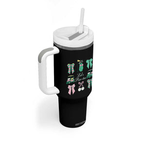 Lets Par-tee Coquette Golf Bows Tumbler With Handle Preppy Pink and Green Golf Cart n Bag Golfing Lover Club TS02 Print Your Wear