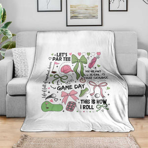 Lets Par-tee Coquette Golf Bows Throw Blanket Pink and Green Gear Girls Game Day Golfing Tradition TS02 Print Your Wear