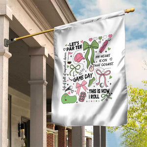Lets Par-tee Coquette Golf Bows Garden Flag Pink and Green Gear Girls Game Day Golfing Tradition TS02 Print Your Wear