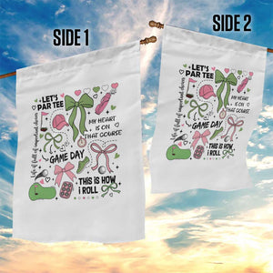 Lets Par-tee Coquette Golf Bows Garden Flag Pink and Green Gear Girls Game Day Golfing Tradition TS02 Print Your Wear