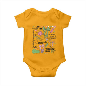 Lets Par-tee Coquette Golf Bows Baby Onesie Pink and Green Gear Girls Game Day Golfing Tradition TS02 Gold Print Your Wear