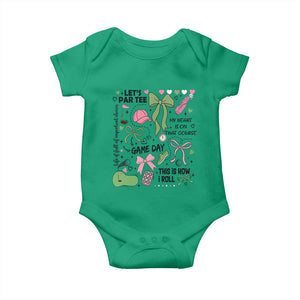Lets Par-tee Coquette Golf Bows Baby Onesie Pink and Green Gear Girls Game Day Golfing Tradition TS02 Irish Green Print Your Wear
