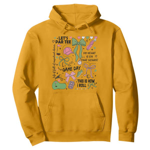Lets Par-tee Coquette Golf Bows Hoodie Pink and Green Gear Girls Game Day Golfing Tradition TS02 Gold Print Your Wear