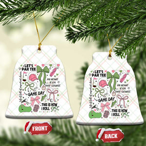 Lets Par-tee Coquette Golf Bows Ceramic Ornament Pink and Green Gear Girls Game Day Golfing Tradition TS02 Print Your Wear