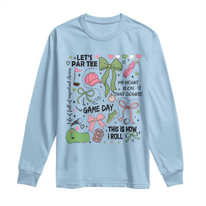 Lets Par-tee Coquette Golf Bows Long Sleeve Shirt Pink and Green Gear Girls Game Day Golfing Tradition TS02 Light Blue Print Your Wear