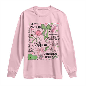Lets Par-tee Coquette Golf Bows Long Sleeve Shirt Pink and Green Gear Girls Game Day Golfing Tradition TS02 Light Pink Print Your Wear