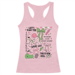 Lets Par-tee Coquette Golf Bows Racerback Tank Top Pink and Green Gear Girls Game Day Golfing Tradition TS02 Light Pink Print Your Wear