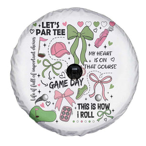 Lets Par-tee Coquette Golf Bows Spare Tire Cover Pink and Green Gear Girls Game Day Golfing Tradition TS02 Print Your Wear