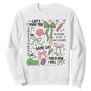 Lets Par-tee Coquette Golf Bows Sweatshirt Pink and Green Gear Girls Game Day Golfing Tradition TS02 White Print Your Wear