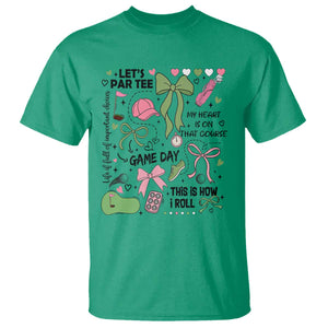Lets Par-tee Coquette Golf Bows T Shirt Pink and Green Gear Girls Game Day Golfing Tradition TS02 Irish Green Print Your Wear