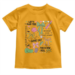 Lets Par-tee Coquette Golf Bows Toddler T Shirt Pink and Green Gear Girls Game Day Golfing Tradition TS02 Gold Print Your Wear