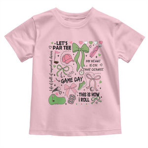 Lets Par-tee Coquette Golf Bows Toddler T Shirt Pink and Green Gear Girls Game Day Golfing Tradition TS02 Light Pink Print Your Wear