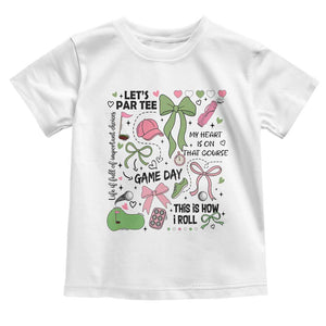 Lets Par-tee Coquette Golf Bows Toddler T Shirt Pink and Green Gear Girls Game Day Golfing Tradition TS02 White Print Your Wear