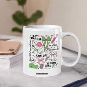 Lets Par-tee Coquette Golf Bows Coffee Mug Pink and Green Gear Girls Game Day Golfing Tradition TS02 Print Your Wear