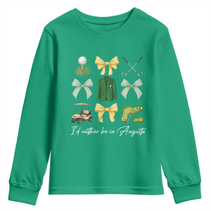 Funny Id Rather Be In Augusta Coquette Golfer Youth Sweatshirt Georgia Golf Traditions Golfing Fan Aesthetic TS02 Irish Green Print Your Wear