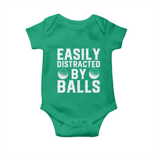 Easily Distracted By Balls Funny Golfer Baby Onesie Sarcastic Golfing Humor for Golf Dads n Men TS02 Irish Green Print Your Wear