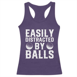 Easily Distracted By Balls Funny Golfer Racerback Tank Top Sarcastic Golfing Humor for Golf Dads n Men TS02 Purple Print Your Wear