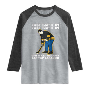 Just Tap It In Funny Golfer Raglan Shirt Tappy Tap Taparoo Putting Golfing Humor Retro Golf Lover TS02 Heather Gray Heather Charcoal Print Your Wear