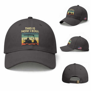 This Is How I Roll Golf Cart Retro 70s 80s Baseball Cap Vintage Golfing Lover Golfer Country Club Lifestyle TS02 Baseball Cap Universal Fit Dark Gray Print Your Wear