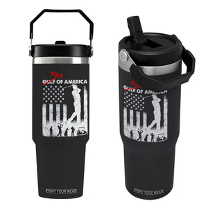 Golf Of America Patriotic USA Flag Flip Straw Tumbler Funny Golfing Pun American Sports Gift for Patriotic Golfers n Dads TS02 One Size: 30 oz Black Print Your Wear