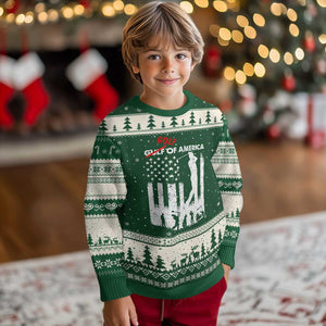 Golf Of America Patriotic USA Flag Ugly Christmas Sweater Funny Golfing Pun American Sports Gift for Patriotic Golfers n Dads TS02 Forest Green Beige Print Your Wear