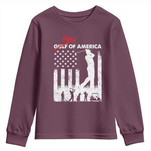 Golf Of America Patriotic USA Flag Youth Sweatshirt Funny Golfing Pun American Sports Gift for Patriotic Golfers n Dads TS02 Maroon Print Your Wear